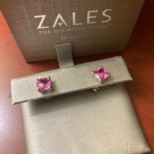 Zales lab created pink sapphire stone in white gold.